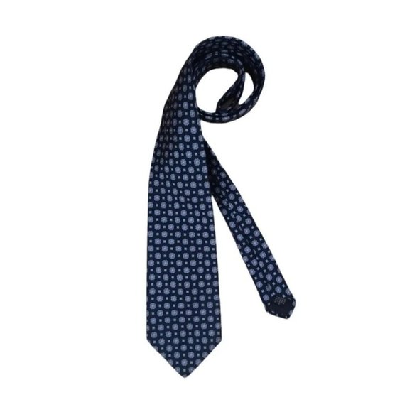 BROOKS BROTHERS MAKERS Blue Geometric Floral Silk Tie USA 60"/ 3.7" EC - Picture 2 of 6